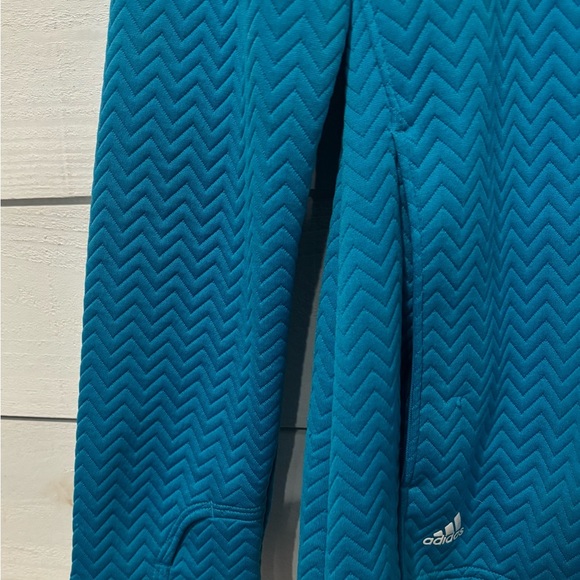 Adidas Women's Textured Layer Long Sleeve Full Zip Jacket Aqua 
Blue Size L - Picture 2 of 9